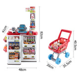 Keezi Kids Pretend Role Play Supermarket 24 Piece Playset Cash Register Trolley - Front View