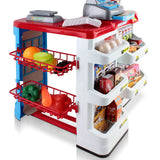 Keezi Kids Pretend Role Play Supermarket 24 Piece Playset Cash Register Trolley - Top-Down View