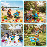 Keezi Kids Sandpit Beach Toys Set Wheelbarrow Shovels Animal Molds Sand Play - Close-Up Angle