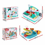 Keezi Kids Pretend Kitchen Sink and Water Playset Fishing Game Toys Play food - Front View