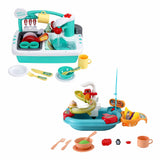 Keezi Kids Pretend Kitchen Sink and Water Playset Fishing Game Toys Play food - Side View