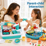 Keezi Kids Pretend Kitchen Sink and Water Playset Fishing Game Toys Play food - Close-Up Angle