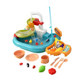 Keezi Kids Pretend Play Kitchen Sink with Faucet Floating Fishing Toys Play food - Front View