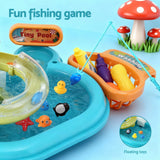 Keezi Kids Pretend Play Kitchen Sink with Faucet Floating Fishing Toys Play food - Close-Up Angle