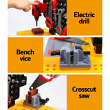Keezi Kids Pretend Workbench DIY Tools 54 Piece Children Role Play Toys Black - Top-Down View