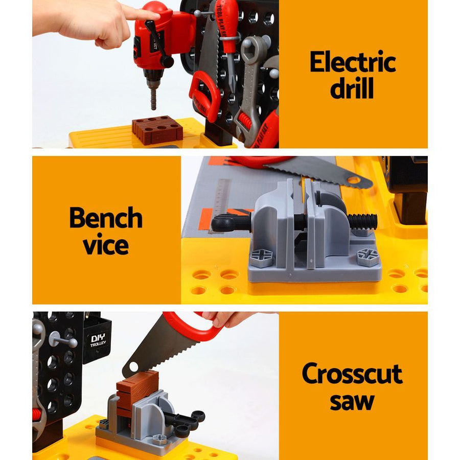 Keezi Kids Pretend Workbench DIY Tools 54 Piece Children Role Play Toys Black, image 4
