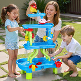 Keezi Kids Sand and Water Table 4-Tier Waterfall Sandpit Toys Beach Shovel - Close-Up Angle