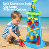 Keezi Kids Sand and Water Table Waterfall Wall Sandpit Toys Beach Shovel - Rear View
