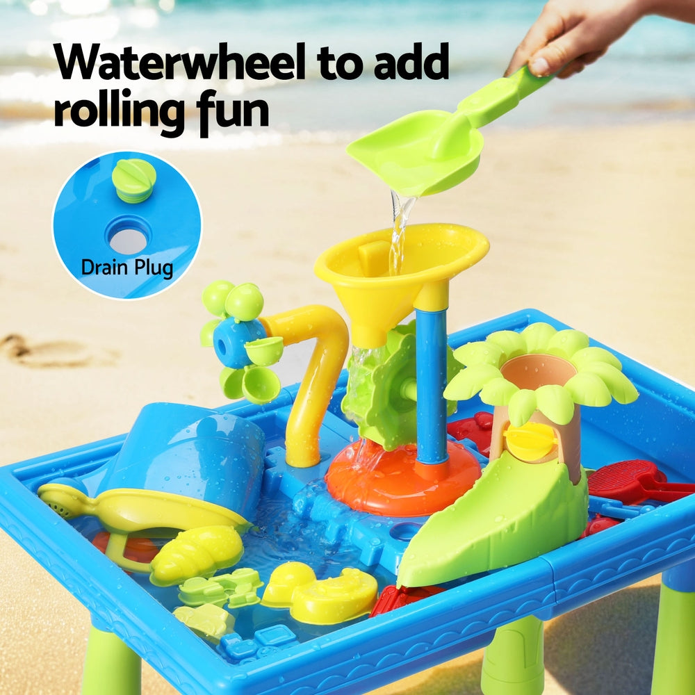 Keezi Kids Outdoor Sand and Water Play Table with Windmill and Shovel