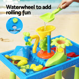 Keezi Kids Outdoor Sand and Water Play Table with Windmill and Shovel - Rear View