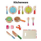 Wooden Kids Kitchen Playset with Magnetic Pretend Food and Cooking Utensils - Side View