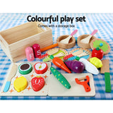 Wooden Kids Kitchen Playset with Magnetic Pretend Food and Cooking Utensils - Top-Down View