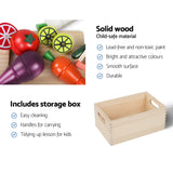 Wooden Kids Kitchen Playset with Magnetic Pretend Food and Cooking Utensils - Rear View