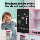 Keezi Kids Wooden Pretend Kitchen Play Set Cooking Toys Pot Ice Cup Oven Blackboard 80CM Pink - Top-Down View