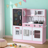 Keezi Kids Wooden Pretend Kitchen Play Set Cooking Toys Pot Ice Cup Oven Blackboard 80CM Pink - Close-Up Angle