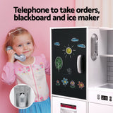 Keezi Kids Wooden Pretend Kitchen Play Set Cooking Toys Pot Ice Cup Oven Blackboard 80CM White - 45-Degree Angle