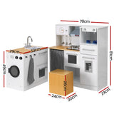 Keezi Kids Kitchen Playset 2-Piece Wooden Pretend Play Coffee Maker Toy 80CM White - Front View