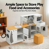 Keezi Kids Kitchen Playset 2-Piece Wooden Pretend Play Coffee Maker Toy 80CM White - Rear View