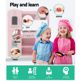 Keezi Kids Kitchen Play Set Wooden Pretend Toys Cooking Children Storage Pink - Side View