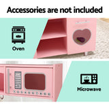 Keezi Kids Kitchen Play Set Wooden Pretend Toys Cooking Children Storage Pink - Top-Down View