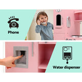 Keezi Kids Kitchen Play Set Wooden Pretend Toys Cooking Children Storage Pink - Rear View
