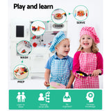 Keezi Kids Kitchen Play Set Wooden Pretend Toys Cooking Children Storage White - Side View
