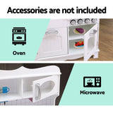 Keezi Kids Kitchen Play Set Wooden Pretend Toys Cooking Children Storage White - Top-Down View