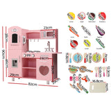 Keezi Kids Kitchen Play Set Wooden Pretend Toys Cooking Children Food Pink - Front View
