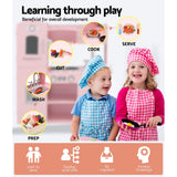 Keezi Kids Kitchen Play Set Wooden Pretend Toys Cooking Children Food Pink - 45-Degree Angle