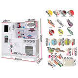 Keezi Kids Kitchen Play Set Wooden Pretend Toys Cooking Children Food White - Front View