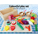 Keezi Kids Kitchen Play Set Wooden Pretend Toys Cooking Children Food White - Close-Up Angle