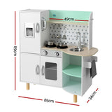 Keezi Kids Wooden Pretend Kitchen Play Sets Cooking Toys Oven Fridge 85CM Green - Front View