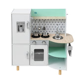 Keezi Kids Wooden Pretend Kitchen Play Sets Cooking Toys Oven Fridge 85CM Green - Side View