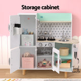 Keezi Kids Wooden Pretend Kitchen Play Sets Cooking Toys Oven Fridge 85CM Green - Rear View