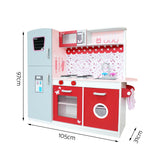 Keezi Kids Kitchen Play Set Wooden Pretend Toys Cooking Children Fridge Oven Red - Front View