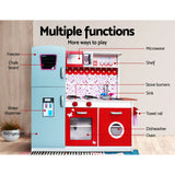 Keezi Kids Kitchen Play Set Wooden Pretend Toys Cooking Children Fridge Oven Red - Side View