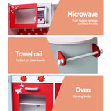 Keezi Kids Kitchen Play Set Wooden Pretend Toys Cooking Children Fridge Oven Red - 45-Degree Angle