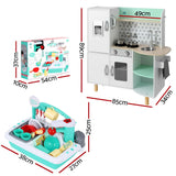 Keezi Kid Pretend Kitchen Wooden Play Sink Playset Dishwasher Toys Green - Front View