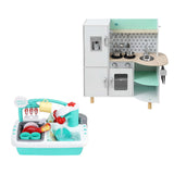 Keezi Kid Pretend Kitchen Wooden Play Sink Playset Dishwasher Toys Green - Side View