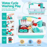 Keezi Kid Pretend Kitchen Wooden Play Sink Playset Dishwasher Toys Green - 45-Degree Angle