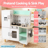Keezi Kid Pretend Kitchen Wooden Play Sink Playset Dishwasher Toys Green - Rear View