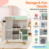 Keezi Kid Pretend Kitchen Wooden Play Sink Playset Dishwasher Toys Green - Close-Up Angle