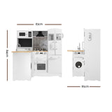 Keezi Kids Kitchen Play Set Wooden Pretend Toys Cooking Children Fridge White - Front View