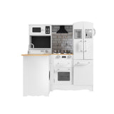 Keezi Kids Kitchen Play Set Wooden Pretend Toys Cooking Children Fridge White - Side View