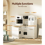 Keezi Kids Kitchen Play Set Wooden Pretend Toys Cooking Children Fridge White - 45-Degree Angle