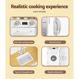 Keezi Kids Kitchen Play Set Wooden Pretend Toys Cooking Children Fridge White - Rear View