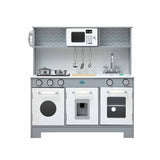 Keezi Wooden Play Kitchen Pretend Kitchen 82cm Kids Toy Food Set Grey - Side View