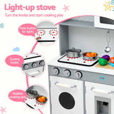 Keezi Wooden Play Kitchen Pretend Kitchen 82cm Kids Toy Food Set Grey - 45-Degree Angle