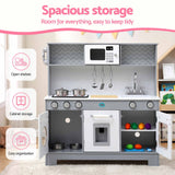 Keezi Wooden Play Kitchen Pretend Kitchen 82cm Kids Toy Food Set Grey - Close-Up Angle