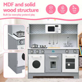 Keezi Wooden Play Kitchen Pretend Kitchen 82cm Kids Toy Food Set Grey - Low Angle